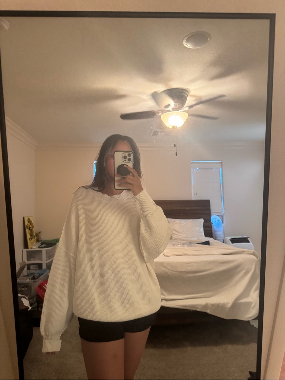 aerie White Ribbed Crewneck Sweater